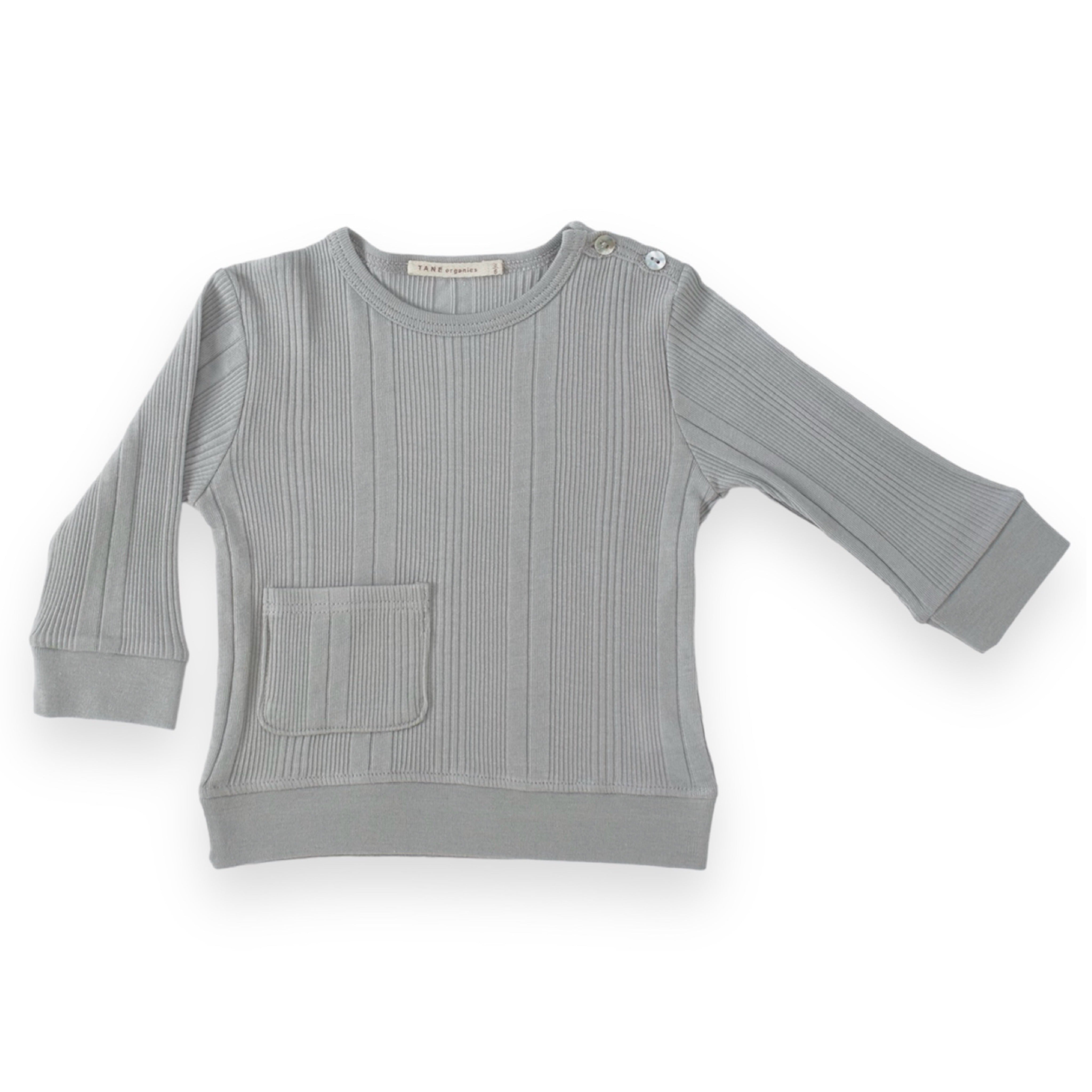 Variegated Ribbed Crewneck One Pocket Tee