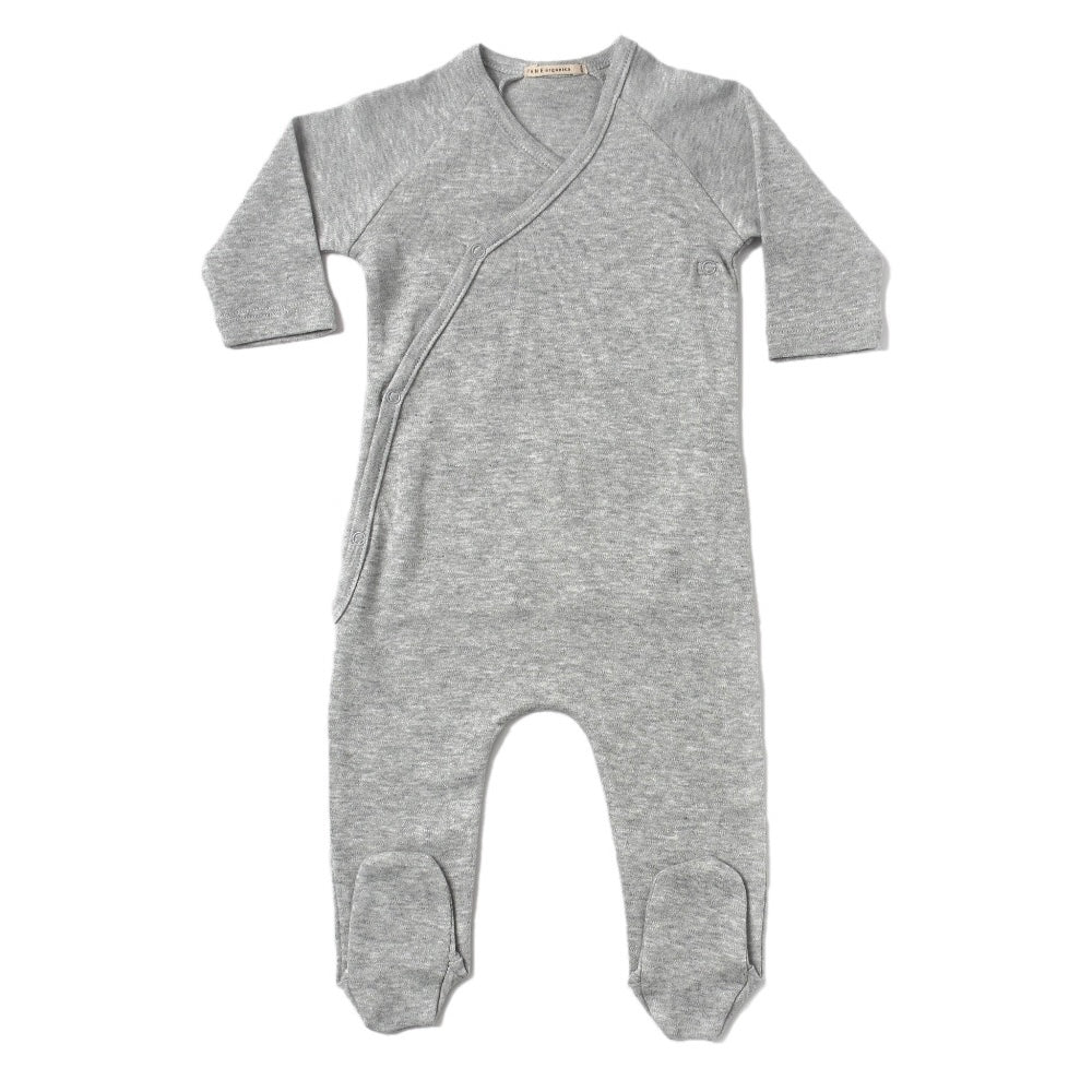 V-Neck Footie in Brushed Heathered Knit